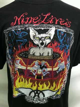 Vtg Rare 1997 Aerosmith Nine Lives Concert Tour Pre Shrunk Cotton T Shirt Xl