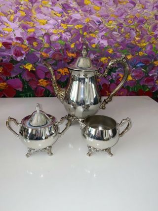 Vintage Silver Plated Oneida Tea Set Teapot Milk Jug / Creamer & Sugar Bowl.