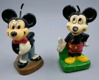 Rare Vintage Walt Disney Mickey Mouse Candles Unlit 3.  5 " Tall