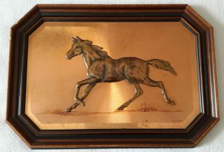 Vintage Magowan Signed Copper Art 3d Horse Framed