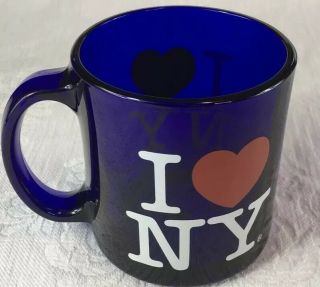 Rare Vintage Blue I Love York Glass Mug Made In The Usa