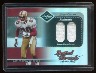 2003 Leaf Limited Jerry Rice Dual Game Worn Jersey Refractor /50 Prizm Rare Hof