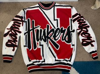 Rare Vintage Gallop All Over Print Crewneck Sweatshirt Size Xl Huskers Nebraska