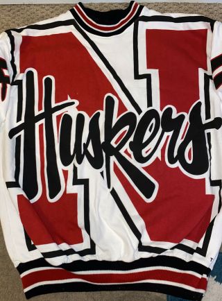 Rare Vintage Gallop All Over Print Crewneck sweatshirt Size XL Huskers Nebraska 2