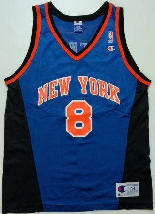 Rare Vintage Champion Latrell Sprewell York Knicks Jersey 90s 2000s Blue L