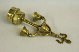 Rare Antique Cast Brass Three Bell & Fleur - De - Lis Fly Terret Swinger Horse Brass