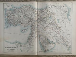 1897 Turkey In Asia & Arabia Middle East Antique Map A & C Black 123 Years Old