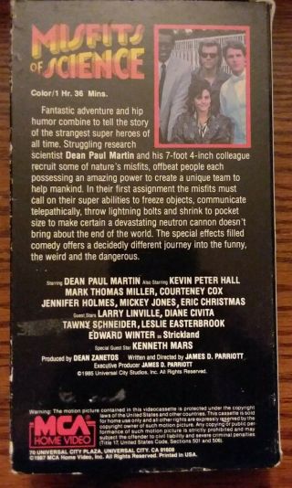 Misfits Of Science Vintage VHS Tape 1987 Dean Paul Martin Rare 3