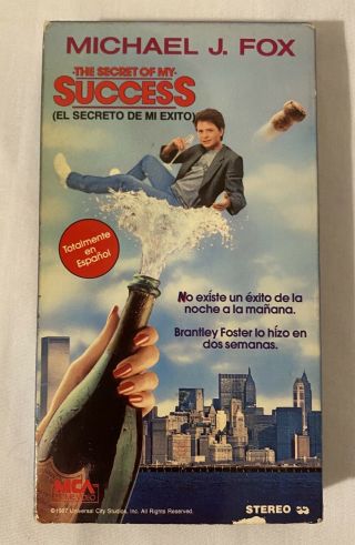 Rare - The Secret Of My Success - Spanish Version (vhs,  1987) Michael J.  Fox