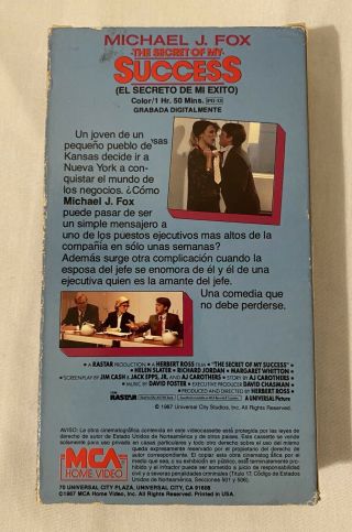 RARE - The Secret Of My Success - Spanish Version (VHS,  1987) Michael J.  Fox 2