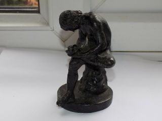 Vintage Hot Cast Patinated Bronze Metal Figure Of Spinereo 10 Cm Tall