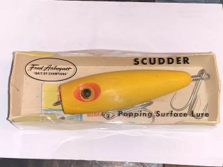 Vintage Older Fred Arbogast Scudder Popping Surface Lure With Papers