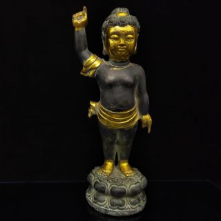 Chinese Antique Bronze Gilt Buddha Model Statue Qt004