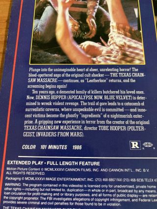 Rare Horror Laserdisc Texas Chainsaw Massacre Part 2 Media Release TCM2 3