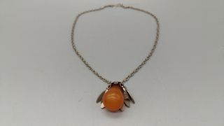 Antique Natural Butterscotch Baltic Honey Sea Amber Beads Necklace Pendant Old