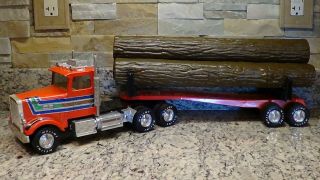 Rare 1980s Nylint Freightliner Semi Pressed Steel Timber Transporter Log Truck