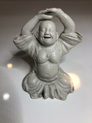 Antique C19th Or Earlier Chinese Unglazed Porcelain Incense Burner Buddha
