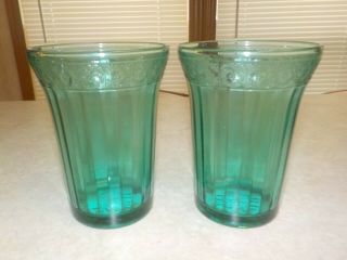 Depression Glass Ultramarine Doric And Pansy Two Tumblers (rare)
