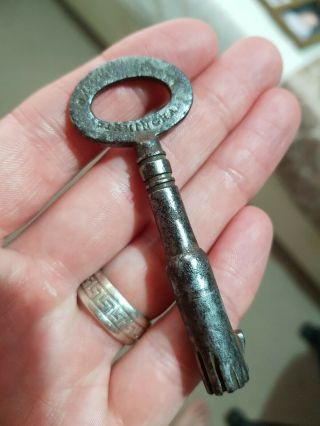 Old Antique Safe Key F Whitfield & Co,  Birmingham 19th Cen Like Climax Detection