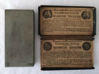 Vintage Rare Carborundum Razor Hone Sharpener With Advertising