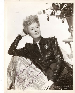American Fine Actress Irene Dunne,  Rare Signed Vintage Studio Photo.