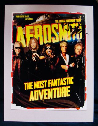 Aerosmith - Rare Joey Kramer Signed Vip Poster For The Global Warming Tour