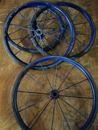Set 4 Antique Vtg Buggy Carriage Spoked Wheels 12 " Industrial Steampunk Decor