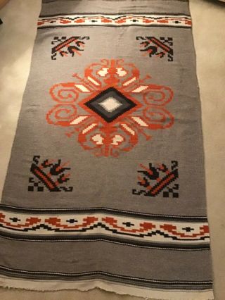 Antique Native American Indian Navajo Weaving Wool Blanket Rug Size 39” X 73”