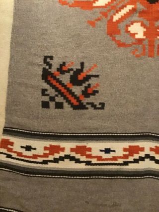 Antique Native American Indian Navajo Weaving Wool Blanket Rug Size 39” X 73” 3