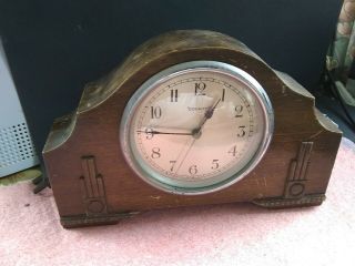 Vintage " County " Electric Wooden Mantle Clock 8 " X 5.  25 " X 1.  75 "