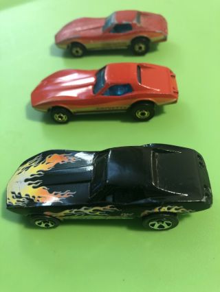 3 Vintage 1975 And 1980 Corvette Stingray Hot Wheels Die Cast Cars Rare