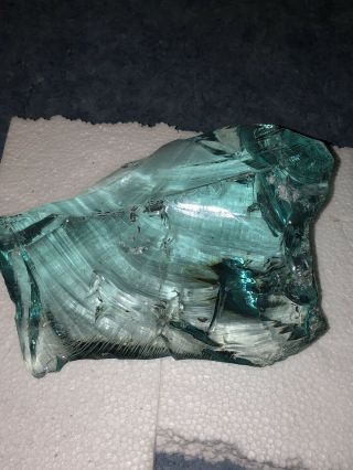 Slag Glass Rock 2 Pound Chunk Light Teal Blue Shade Tint Rare Decor Aquarium