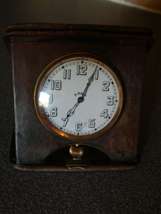 Vintage Swiss Made 8 Day Travel Clock In Case Brevet 33236