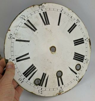 Antique Enamel Clock Face Dial Convex French ? 9.  5 Inch Diameter