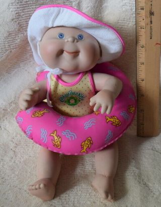 Vintage 1999 Signed Cabbage Patch Baby Doll With Swim Inner Tube