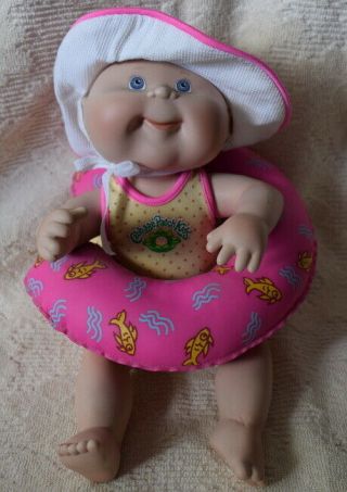 Vintage 1999 SIGNED CABBAGE PATCH BABY DOLL WITH SWIM INNER TUBE 2