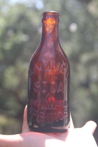 Rare Samuel Springs Amber Soda Mineral Water Bottle Napa Valley Ca California