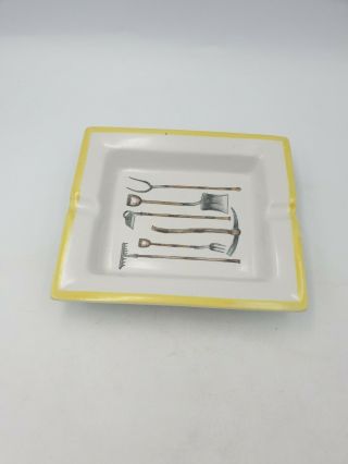Chinese Porcelain Rectangular Shaped Dish Tray Ashtray Various Farmers Tools