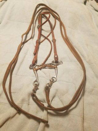 Western Vintage Split Ear Complete Leather Bridle With Scalloped Concho.