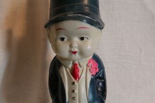 Vintage 5 1/4 " Tall Boy Celluloid Doll In Top Hat And Suit Made In Japan