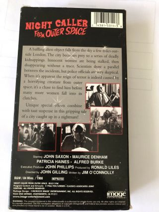 Night Caller From Outer Space VHS Rare Vintage VG,  1966 Kitch Classic 2