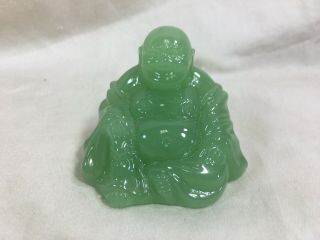 Vintage Green Jade Like Buddha Statue Figure