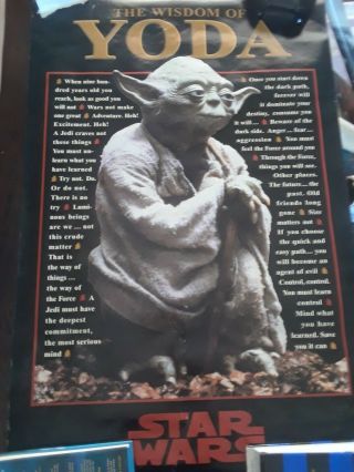 Star Wars - The Wisdom Of Yoda Poster - 24 " X 36 " Rare 1997 Vintage Yoda