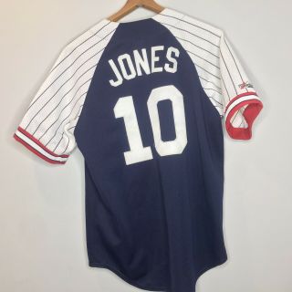 Vintage Rare Pinstripe Atlanta Braves Chipper Jones 10 Majestic Jerseys Large