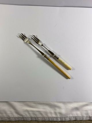 Two Antique Victorian Pickle Forks One With Barley Twist Handle