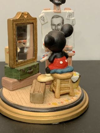 Mickey Mouse Painting A Portrait Of Walt Disney Ceramic Figurine Rare Disney