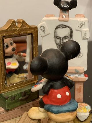 Mickey Mouse Painting a Portrait Of Walt Disney Ceramic Figurine Rare Disney 2