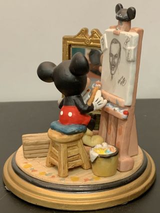 Mickey Mouse Painting a Portrait Of Walt Disney Ceramic Figurine Rare Disney 3