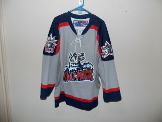 " Rare " Sp Pro Hockey Blank Jersey Ahl Hartford Wolf Pack With Fight Strap,  Sz 48