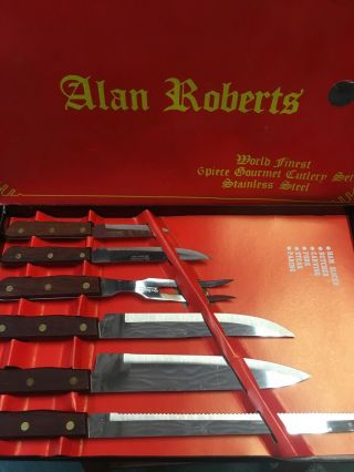 Vintage Alan Roberts Stainless Steel Cutlery Knives Set Of 6 Rare